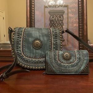 Montana West Teal Saddle Crossbody w/ Wallet